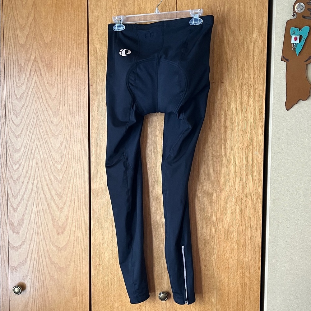 Pearl Izumi M Black Therma Fleece zip ankle reflective padded Cycling Leggings